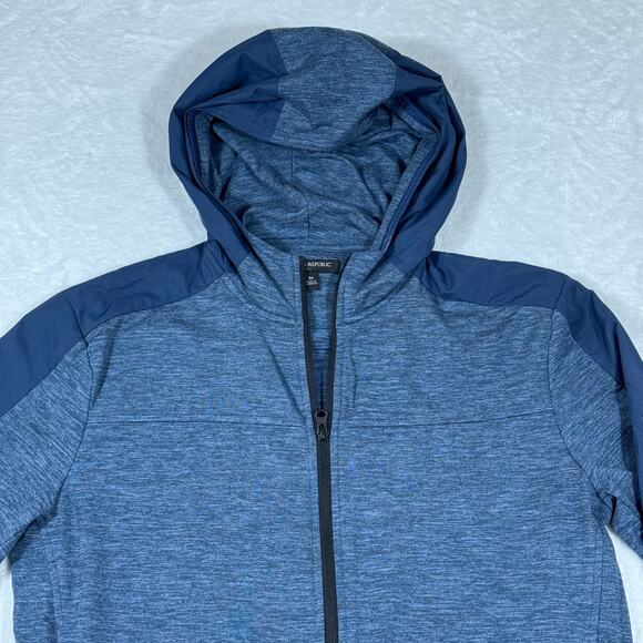 Banana Republic Men's Medium Jacket Full Zip Hood Blue Activewear Outerwear - Picture 2 of 8